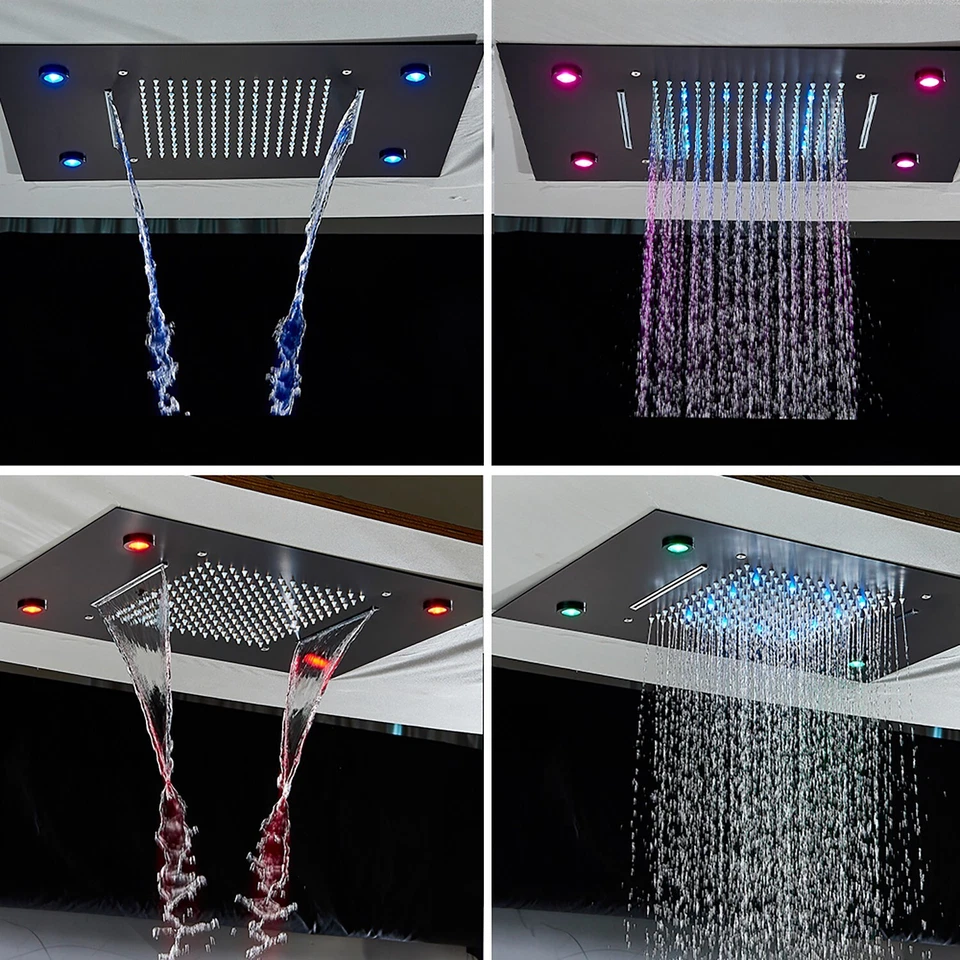 Schwarz Unterputz Duscharmatur Ferngesteuert L Set Regendusche Set Duschset - Bild 3 von 4