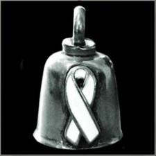 Lung Cancer Awareness Ribbon Motorcycle Riding Gremlin Pewter Bell Made in USA