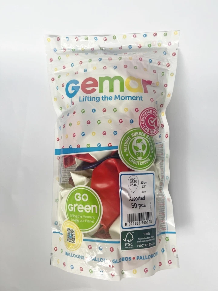 GEMAR 13" 50 RED WHITE BLUE LATEX BALLOONS KING CHARLES CORONATION PARTY DECORATION