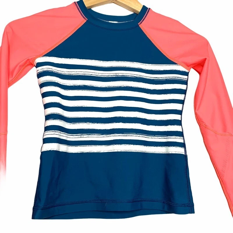 Ivivva Girls Underwater Paradise Rash Guard Multicolor Blue Striped Crew Neck 8 - Image 4 of 4
