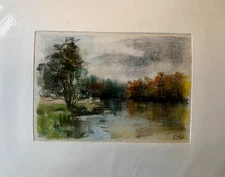 Franz Ehmke 1928-2018 GDR Painter° Havel At Zootzen Pastel Autumn Water Lake