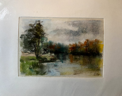 ::FRANZ EHMKE *1928-2018 GDR PAINTER °HAVEL NEAR ZOOTZEN PASTEL AUTUMN WATER LAKE