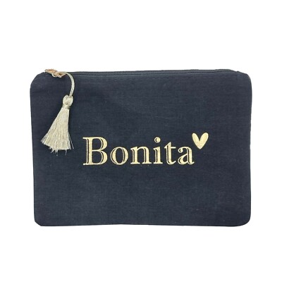 Kiara Shoes Pochette Busta Schwarz - Stoff - Mit Reißverschluss - ACC215 NERO