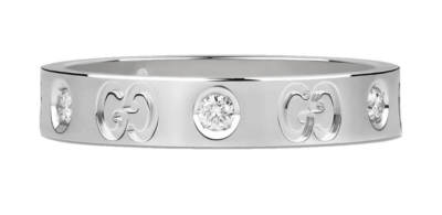 GUCCI ICON リング サイズ13 ホワイトゴールド Gucci Icon Thin Band 18k White Gold Diamond Ring