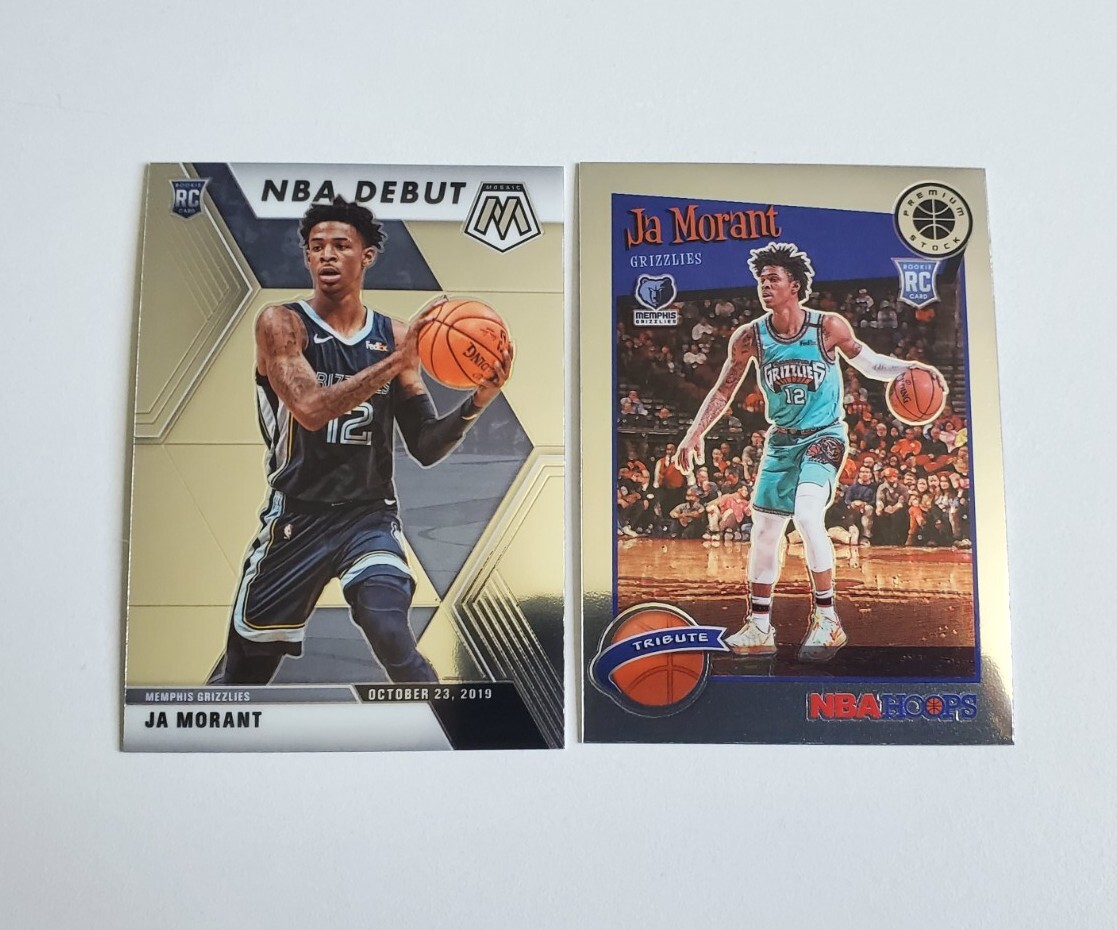 2019-20 Panini Mosaic Ja Morant Rookie NBA Debut #274 & Hoops Tribute RC #297