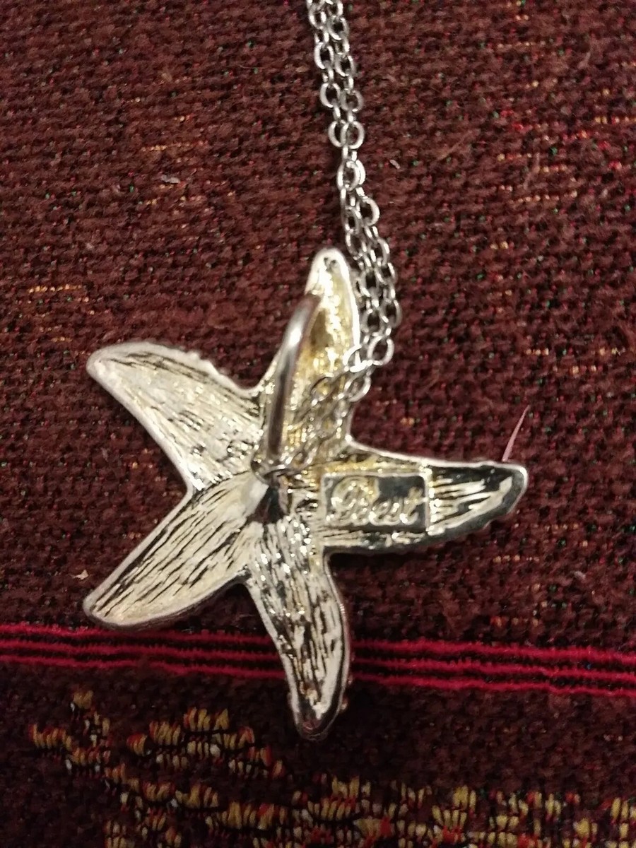 Metal Starfish Chain And Pendant Necklace Signed Best 11 Inches L