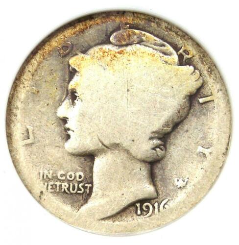 Moneta 10C 1916-D Mercury Dime - Certificata ANACS AG3 - Rara Data Chiave!