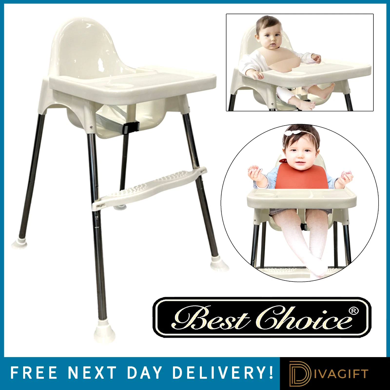 BABY HIGHCHAIR INFANT HIGH FEEDING SEAT TODDLER TABLE CHAIR ADJUSTABLE 3-IN-1
Opens in a new window