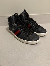 Auth Mens Gucci Ace GG Tiger Print High Top Sneakers, Size 8, Made In Italy