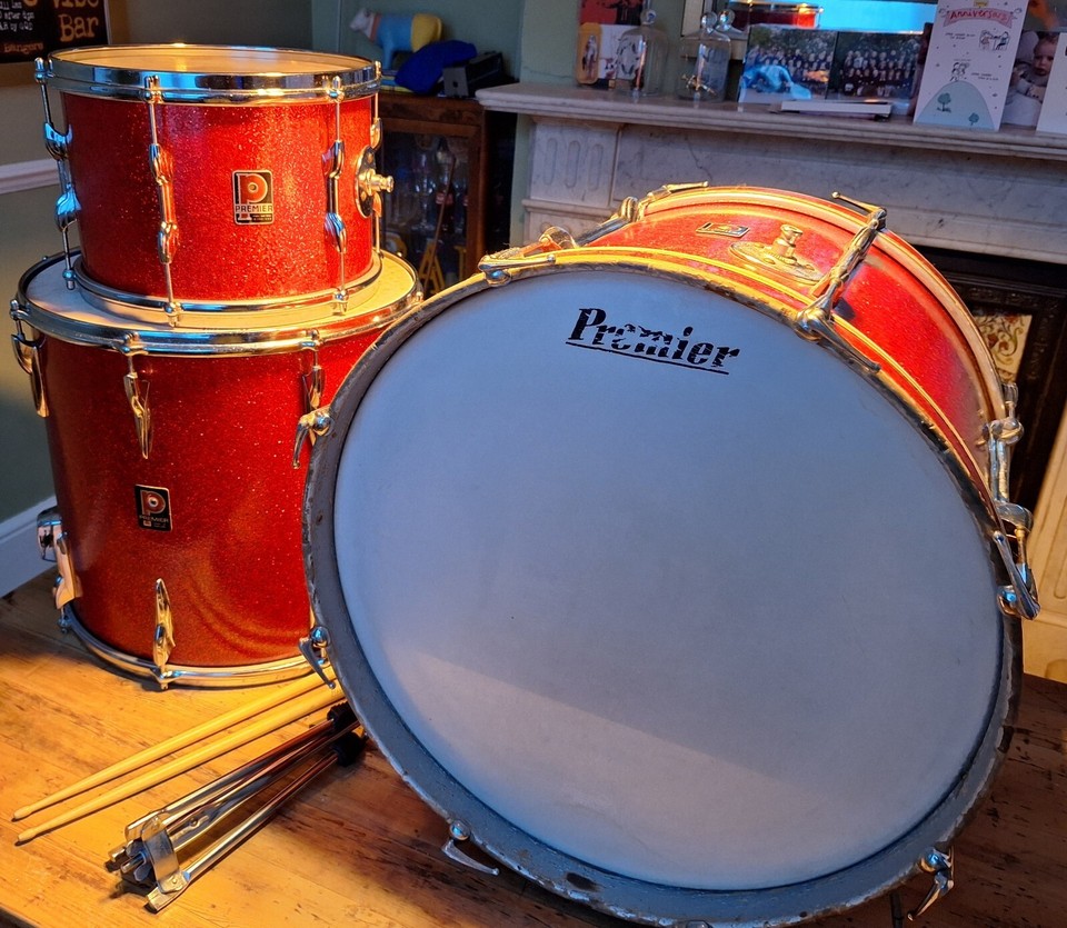 Vintage Premier Drum Kit 1960s 70s Red Sparkle eBay