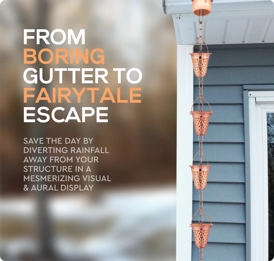 Marrgon Copper Water Chain with Bell Shaped Cups – Durable & Thick Rain Chain - Image 4 of 4