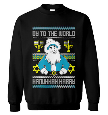 Oy To The World Hanukkah Harry Menorah Star Of David Unisex Sweatshirt 