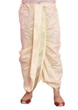 INDIAN ETHINIC WEAR mens silk Dhoti readymade stitched Pant Trouser cream white