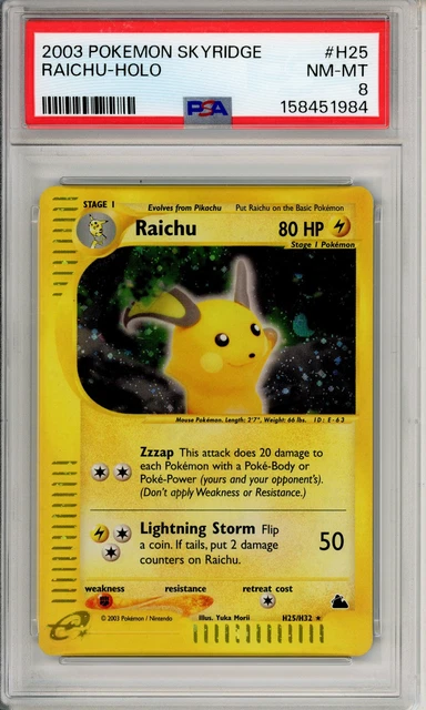 Pokemon Graded: Raichu H25/H32 Skyridge (2003) Holo PSA 8