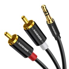 XANHAM 3.5mm to 2RCA Adapter Cable 3.3 Feet /1m Aux TRS 1/8 Inch Feet/1m