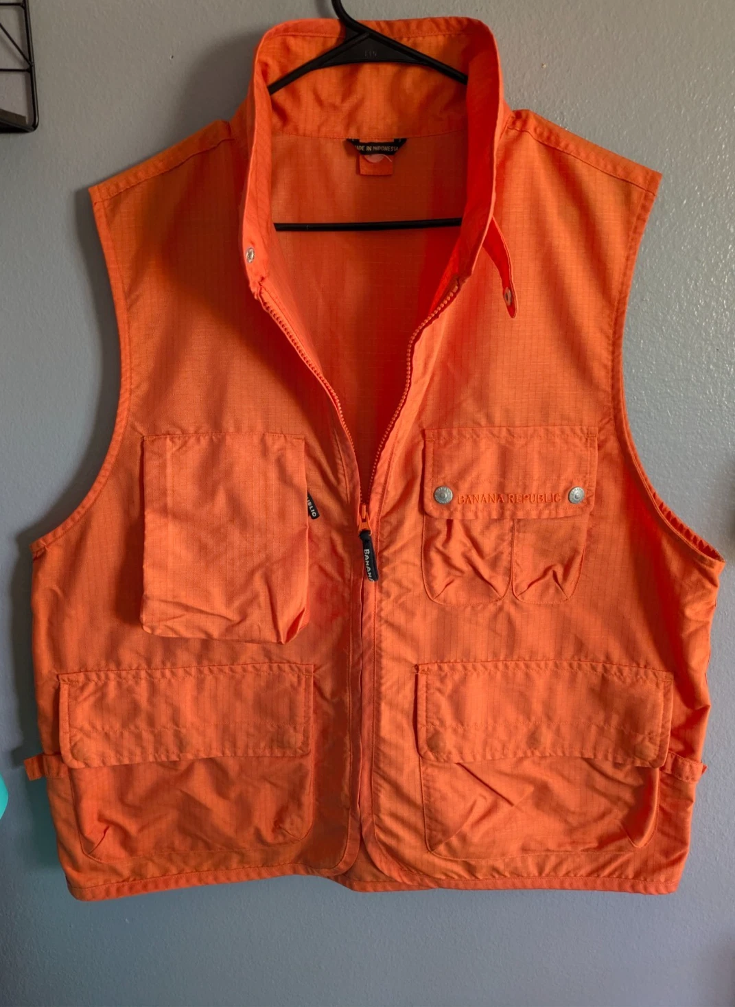 Vintage Banana Republic Orange Vest ~ Hunting/Fishing Jacket Safari 90's Hip Hop