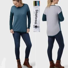 * Smartwool Shadow Pine Colorblock Merino Wool Blend Pullover Sweater Women sz S