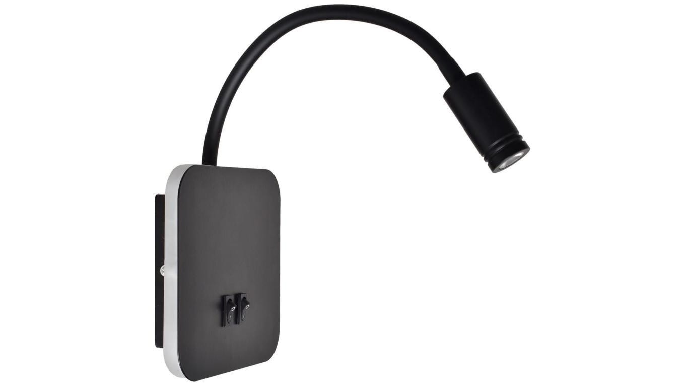 5902693763529 Lampka nocna BASE 8W+2W BLACK ML6352 Milagro MILAGRO