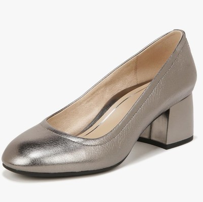 Vionic Women's Carmel Pewter Metallic Leather Pumps I7869L3020