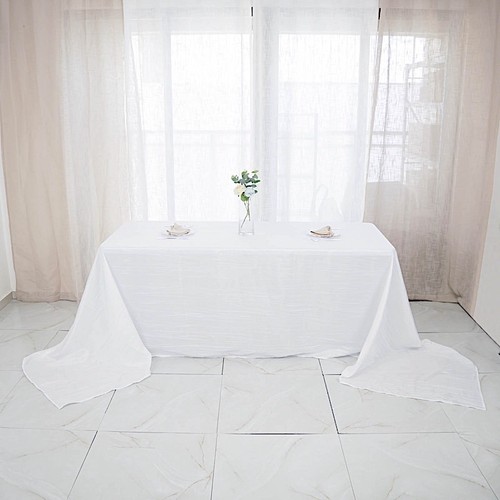 WHITE 90" x 156" Accordion Crinkle TAFFETA RECTANGULAR TABLECLOTH Party Supplies - 第 4/8 張圖片