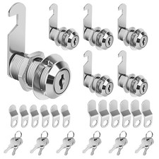 Cam Locks 1-1/8" Cylinder Fits 7/8" Max Panel Thickness - 6 Pcs Keyed Alike Set