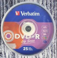 Verbatim Color Life Series DVD+R 4.7GB 16X 120Min Spindle Color 25 Discs NEW