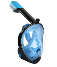 Blue Full Face Snorkel Mask Waterproof Breathable Anti Fog Surface Snorkeling