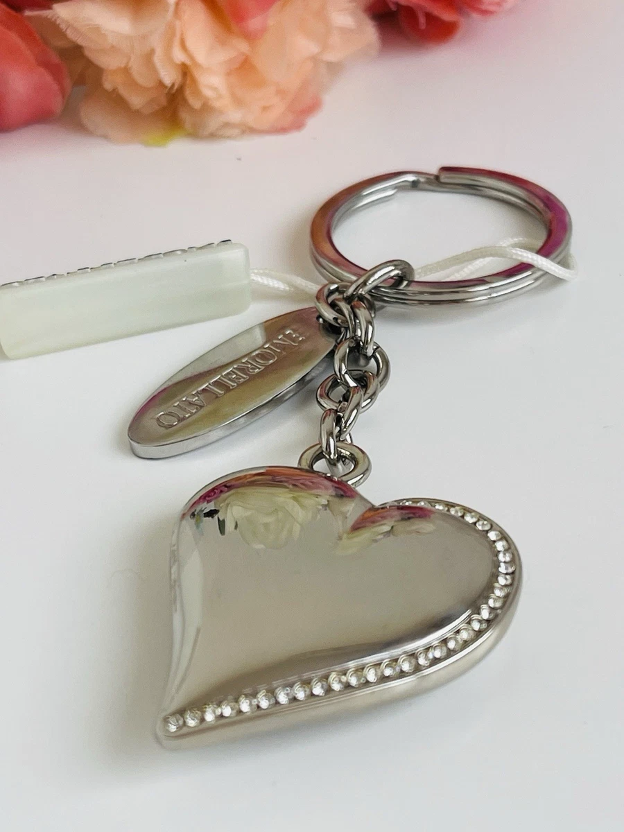 YAYAKO Acciaio Inox Riccio Portachiavi Portafoglio Auto Portachiavi Gioielli Riccio Regali per Donna Ragazza Charms (Argento Placcato