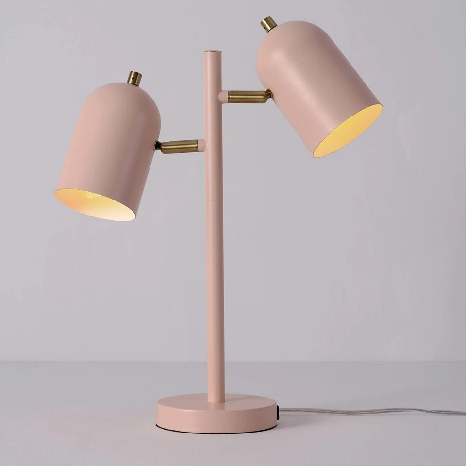 Lámpara de Escritorio Eléctrica 30290 19" 2 Luces, Rosa Mate, Acentos de Latón, 2.1A USB Por... Foto 4 de 4