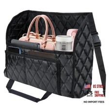 Car Purse Holder Between Seats, Leather Auto Front Seat Handbag Organizer