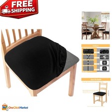 Elegant Black Chair Seat Covers - Washable  Adjustable 2-Pack for Dining Chairs