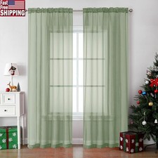 Sheer Voile Curtains Light Filtering Drapes Panels Easy Install Privacy Decor