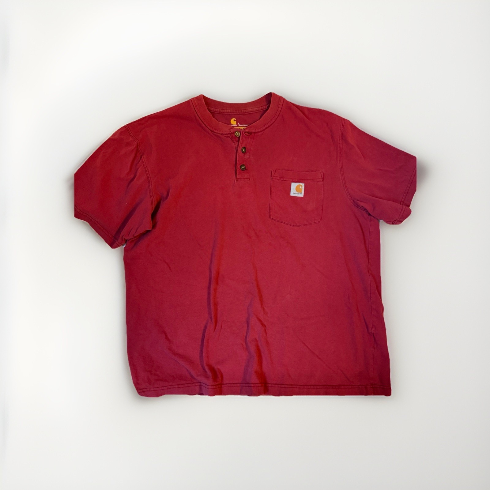 Carhartt Mens Original Fit Henley Short Sleeve T Shirt Pocket Burgundy Size L