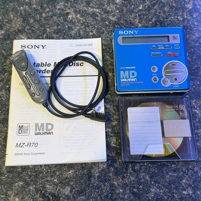 Sony MZ-R70 MiniDisc Walkman Digital Recording MD Player Recorder Working  