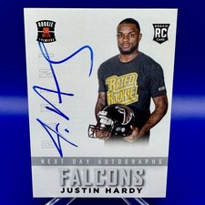 Justin Hardy 2015 Panini Prestige Next Day Auto #ND-JH Rookie On Card Falcons . rookie card picture