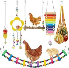 Longer Chain Chicken Toys for Coop Accessories 7PCS, Chicken Swing Ladder