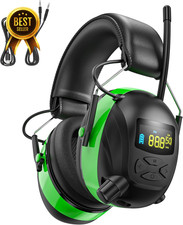 AM/FM Radio Ear Protection Headphones 30dB Rechargeable Earmuffs 120H Green