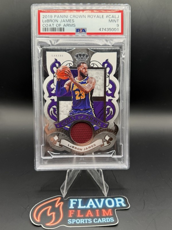 2019-20 Panini Crown Royale Coat of Arms LeBron James PSA 9 Game Worn Patch