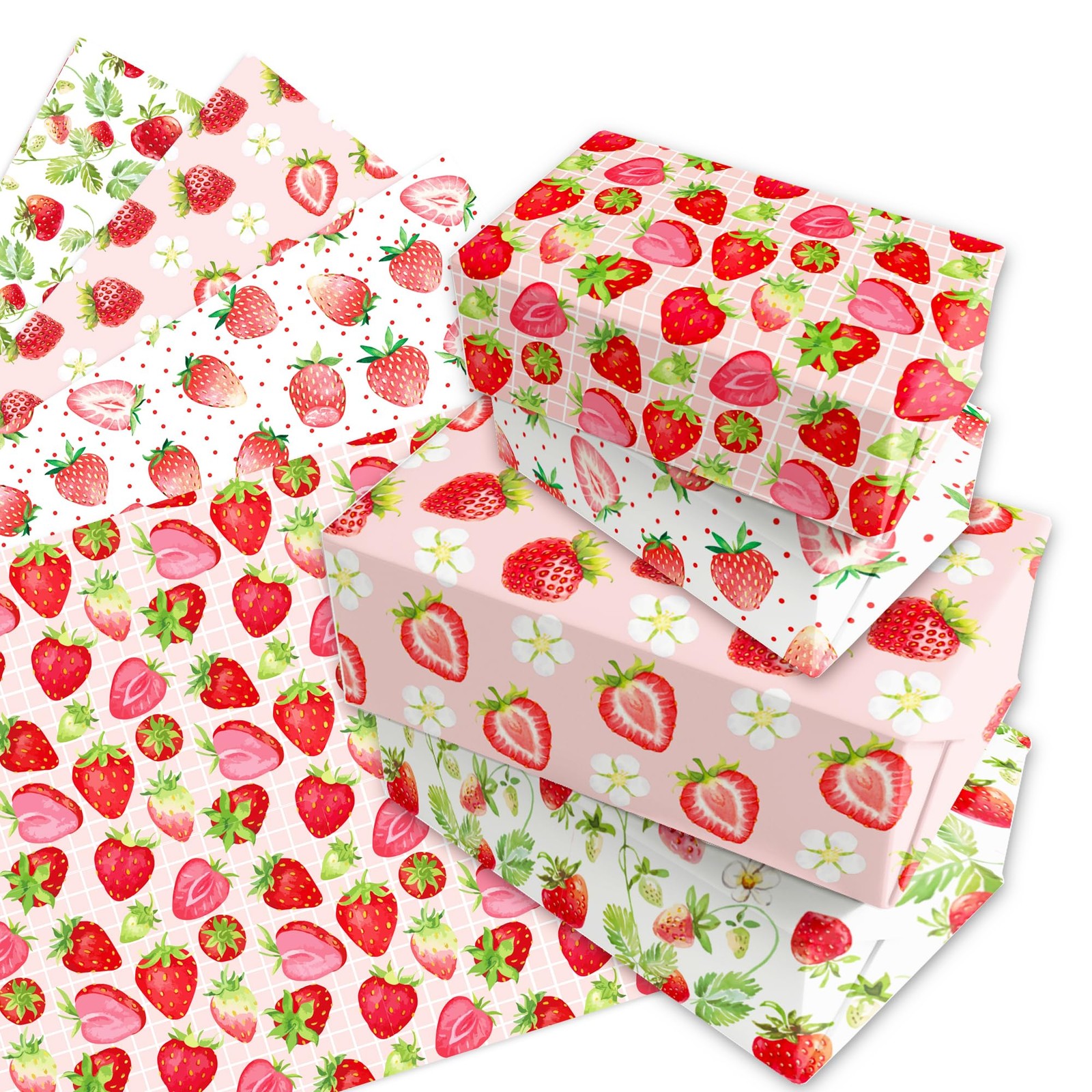 Set, 4 Design Gift Wrap, 20x27 Inch, Pink