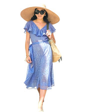 Tommy Hilfiger Dress Women's M Floral Blue Flowers boho coquette cottagecore