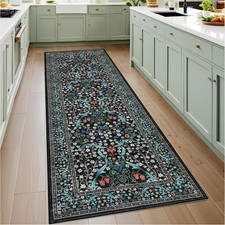 Kitchen 2x6 Runner Rug, Floral Washable Rugs for Hallways Non Slip Stain