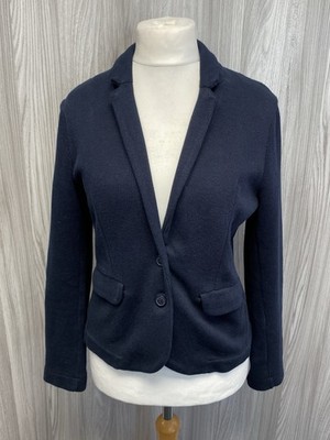 Whistles marineblau Knopfleiste schmal bequem 100 % Baumwolle Smart Jacke UK12 PT