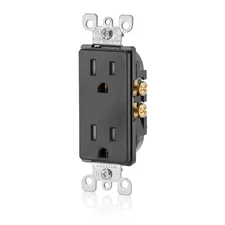 15 Amp Decora Tamper-Resistant Duplex Electrical Wall Outlet, T5325-E, Black