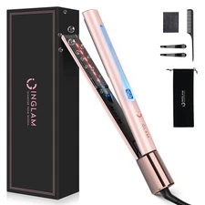 IG INGLAM Titanium Flat Iron Hair Straightener, Infrared Curling Iron 1 Inch,...