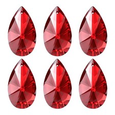 K9 Crystal Pendants Beads, 6 Pack 38mm Chandelier Prisms Decor Red
