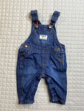 Osh Kosh B  gosh Denim Overalls Baby Size 3 Months Buffalo Plaid Lined Snap Leg