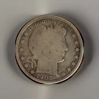 1907-O Barber Half Dollar Silver Coin Circulated New Orleans Mint