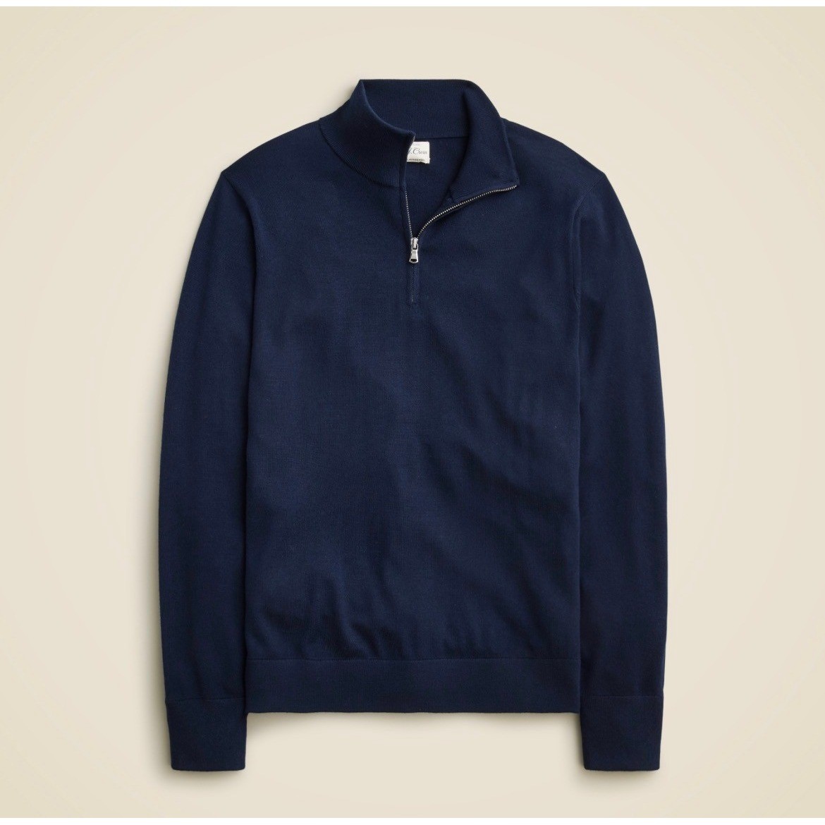 J.Crew Mens Medium Navy Blue 100% Cotton Quarter Zip Pullover Sweater Contrast