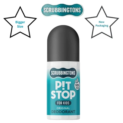 Scrubbingtons Pit Stop First Deodorant For Kids 98% Natural Original Scent 75ml