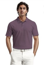 Ben Hogan Mens Performance Golf Polo Shirt NWT Allover Geo Print Burgundy Size S